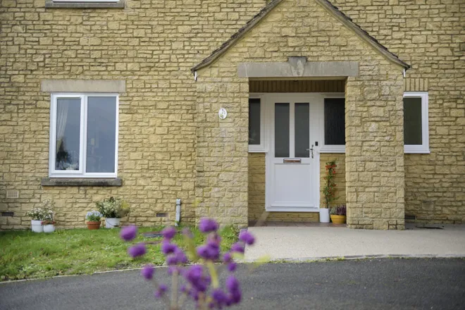 White Upvc Front Door With Casement Windows